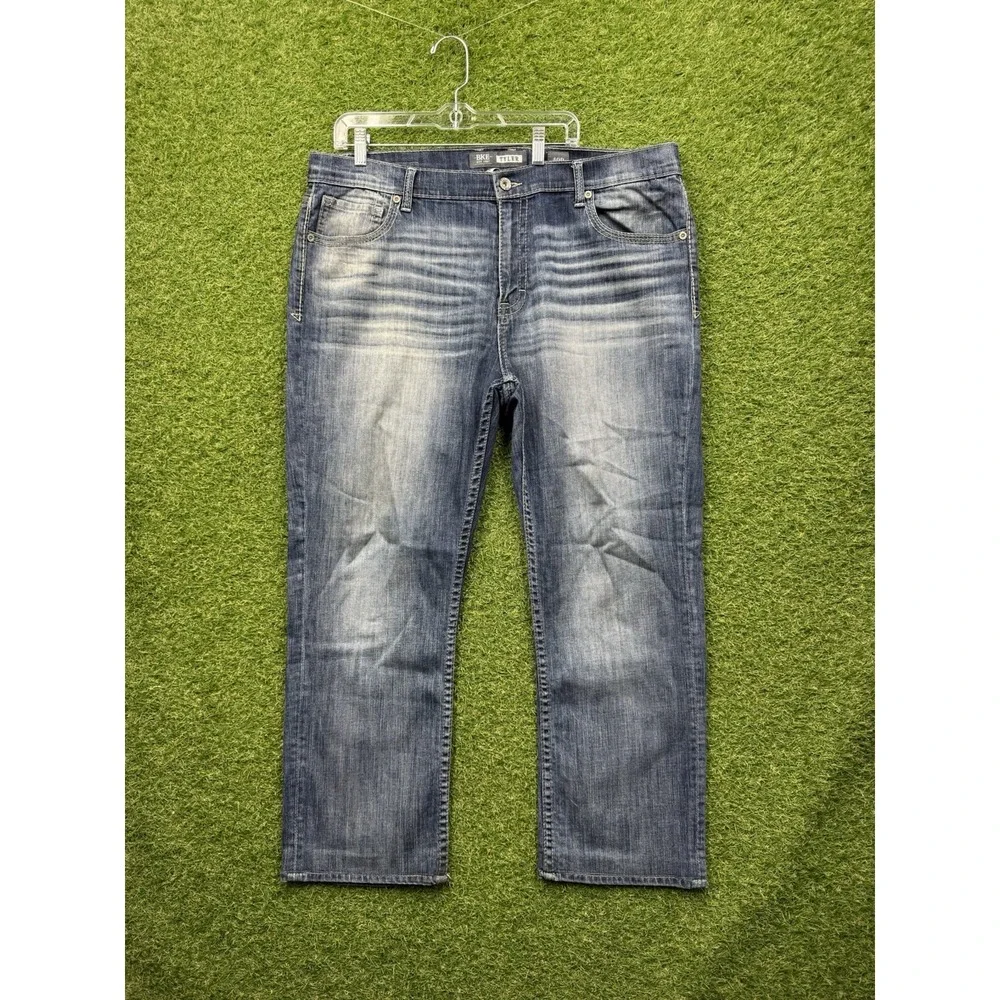 BKE Jeans Mens 40 R Tyler Straight Leg Dark Wash Buckle Stretch Denim Y2K Casual